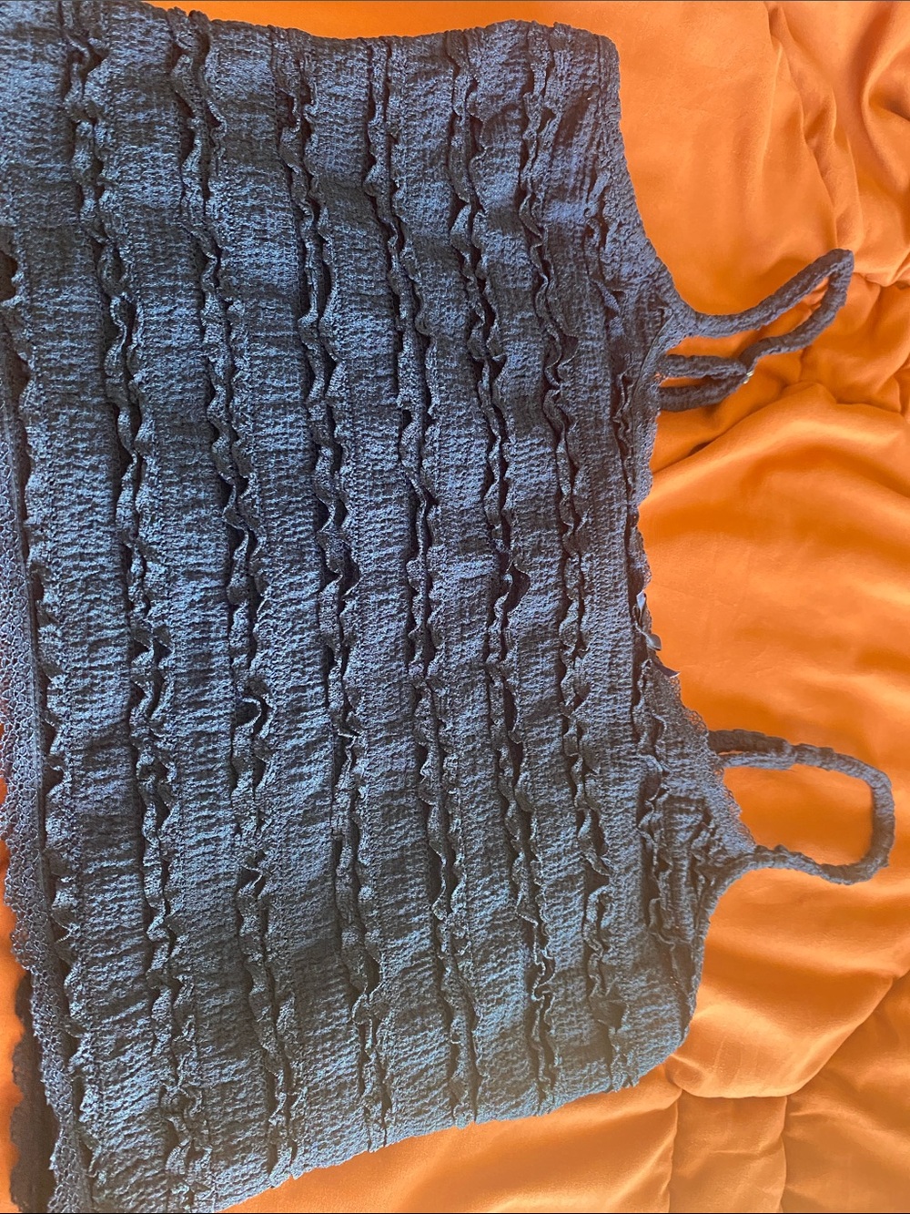 No Boundaries Blue Textured Smocked Crop Tank